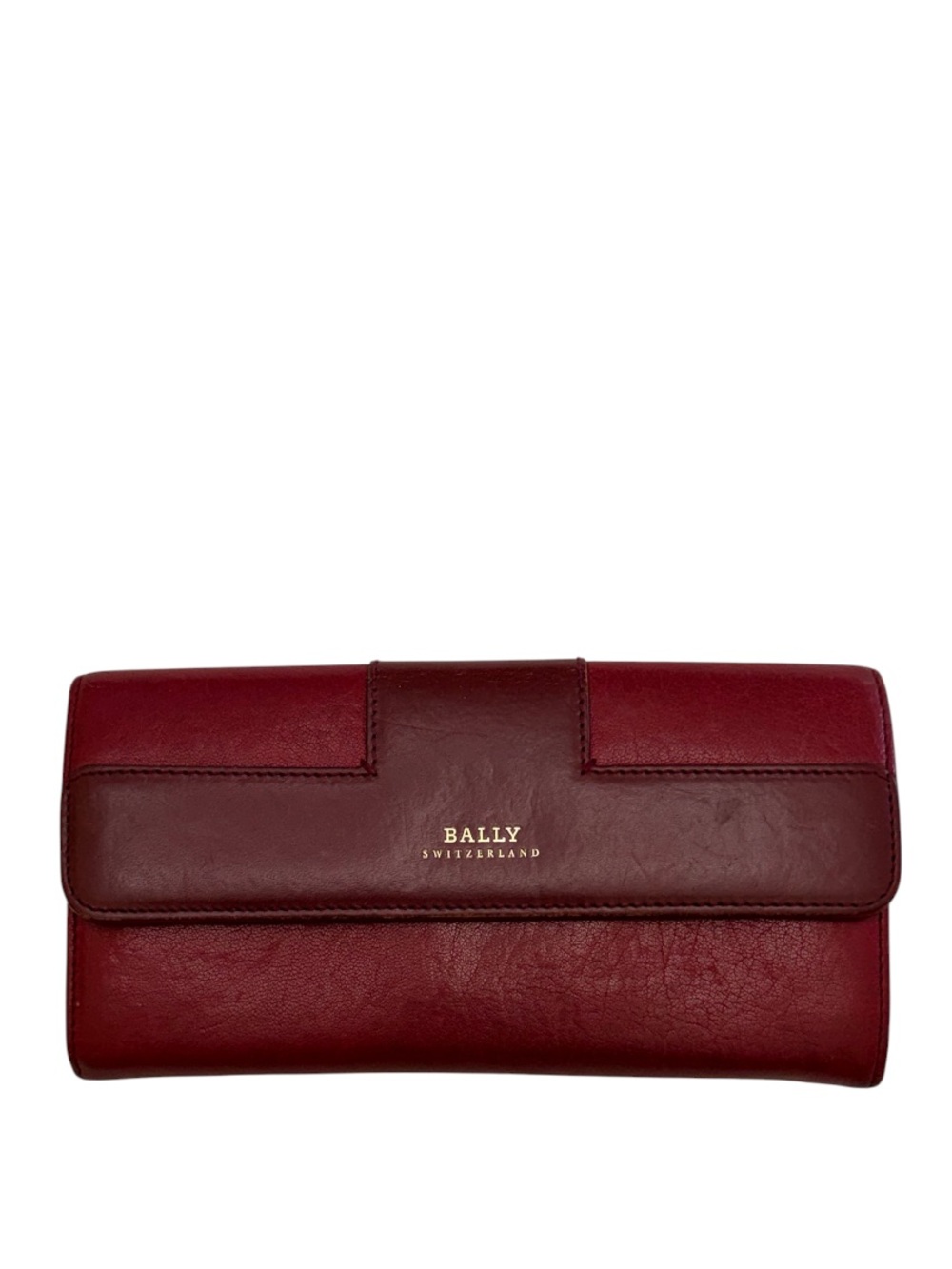 BALLY - VINTAGE RED SWITZERLAND ALL GENUINE LEATHER LONG SNAP WALLET
